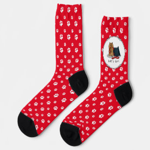 Let's Go! Yorkshire Terrier (Yorkie) Dog w Leash Socks