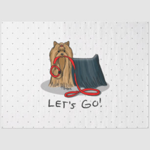 Let's Go! Yorkshire Terrier (Yorkie) Dog w Leash Tissue Paper
