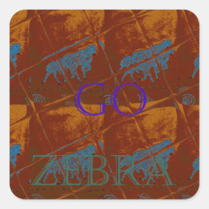 Let's Go Zebra Safari Art Print/Graphic Square Sticker