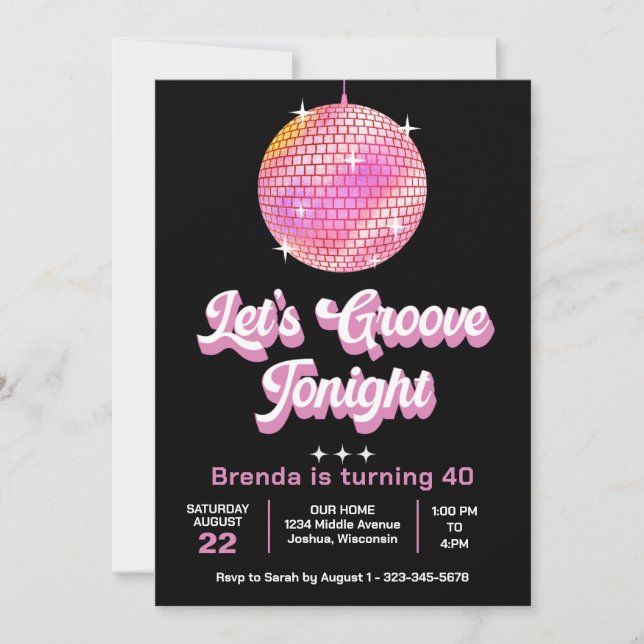 Lets Groove Tonight 70s Theme Any Age Birthday Invitation (Front)