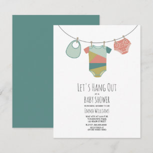 Let's Hang Out Baby Clothes Baby Shower Invitation