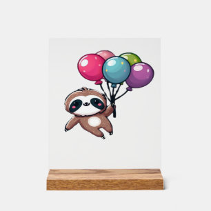 Let's Hang Out It's My Birthday Balloon Sloth , Cu Acrylic Sign