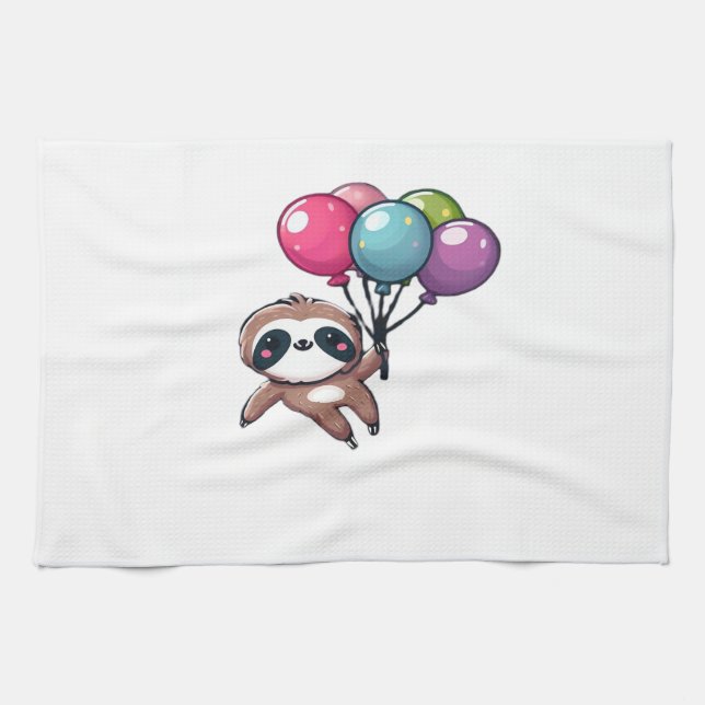 Let's Hang Out It's My Birthday Balloon Sloth , Cu Kitchen Towel (Horizontal)
