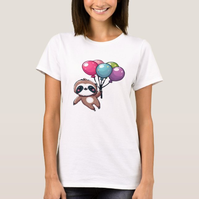 Let's Hang Out It's My Birthday Balloon Sloth , Cu T-Shirt (Front)