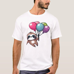 Let's Hang Out It's My Birthday Balloon Sloth , Cu T-Shirt