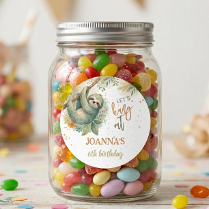 Let's hang out sloth kids birthday classic round sticker