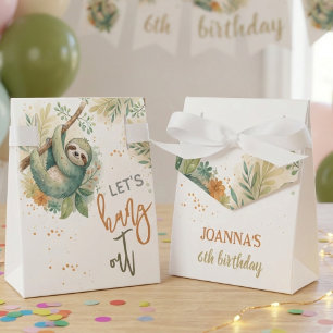 Let's hang out sloth kids birthday favor box