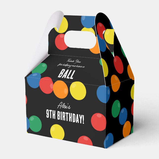 Let's Have a Ball Colourful Ball Birthday Party  Favor Box (Front Side)