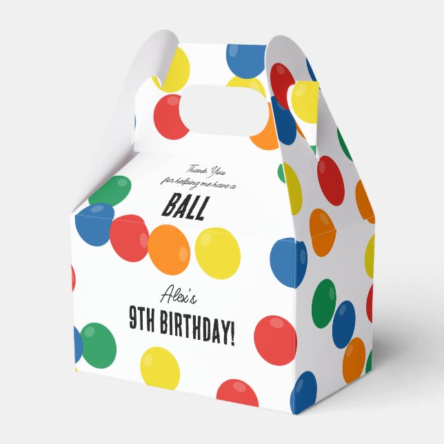 Let's Have a Ball Colourful Ball Birthday Party Favor Box (Front Side)