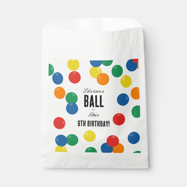 Let's Have a Ball Colourful Ball Birthday Party Favour Bag (Front)