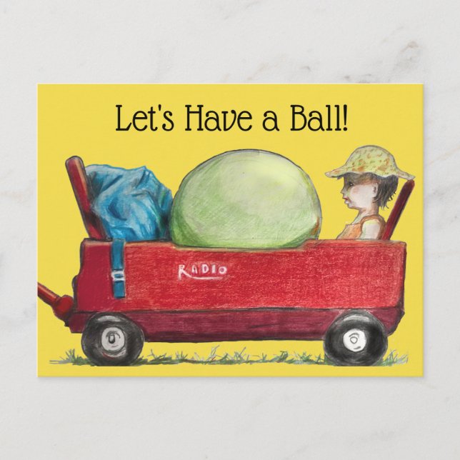LET'S HAVE A BALL PARTY by Slipperywindow Announcement Postcard (Front)