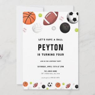 Lets Have a Ball Sports Birthday Invitation