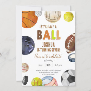Let's have a ball SPORTS boy invite. Invitation