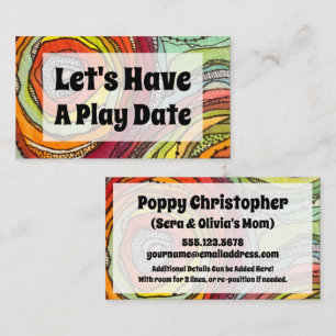 Let's Have a Play Date Rainbow Watercolor Circles Calling Card
