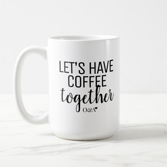 Let's Have Coffee Together | Couple Monogram Black Mug (Left)