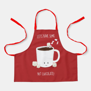 Let's have some Hot Chocolate Red White Cartoon Apron