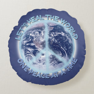 Let's heal the World one Peace at a Time ☮ Round Pillow