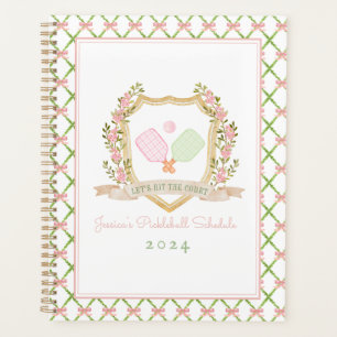 Let's Hit the Court   Preppy Pink Pickle Ball  Planner