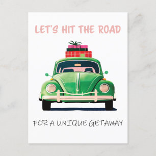 let's hit the road for a unique getaway  postcard