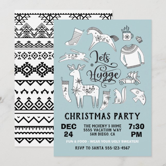 Let's Hygge Cozy Winter Christmas Party Invitation (Front/Back)
