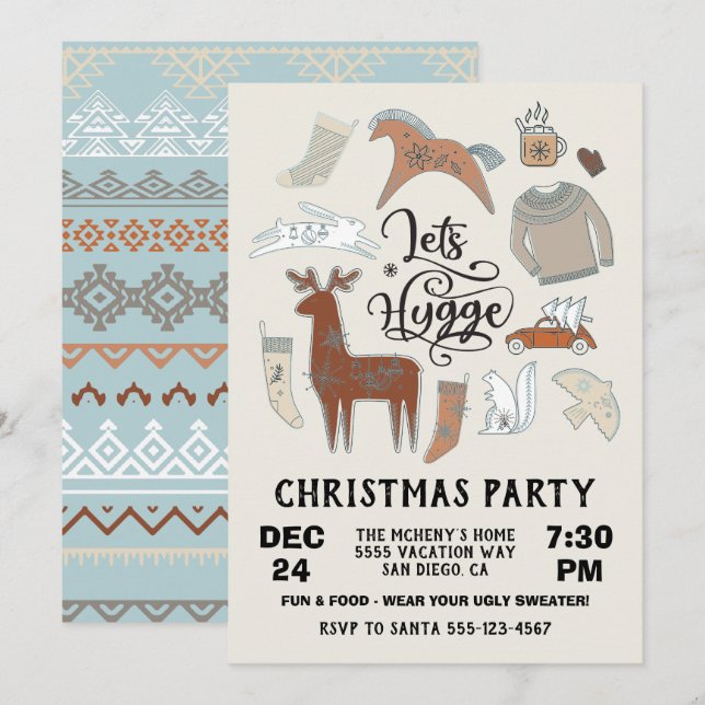 Let's Hygge Cozy Winter Christmas Party Invitation (Front/Back)