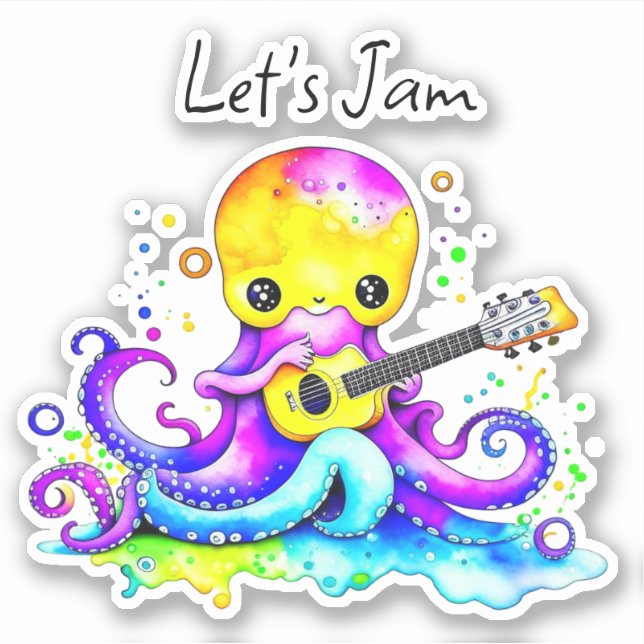 Let's Jam  | Octopus Playing Acoustic Guitar (Front)