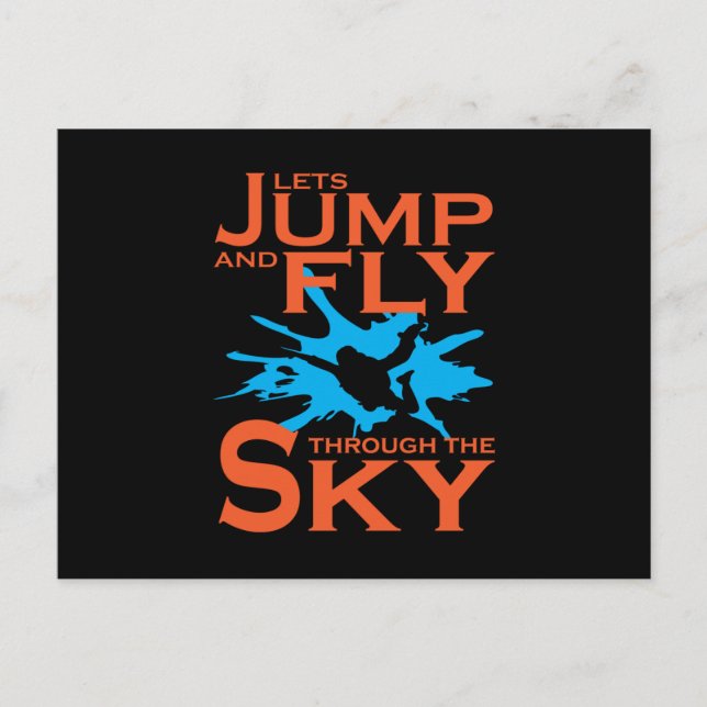 Lets Jump And Fly Skydiver Skydiving Postcard (Front)