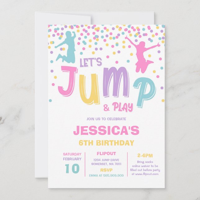 Let's Jump and Play Birthday Party Invitation (Front)