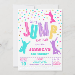 Let's Jump and Play Bounce House Birthday Party  Invitation