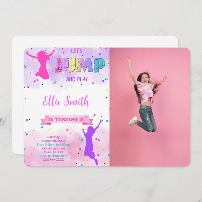 Let's Jump Birthday Photo Invitation (Front/Back)