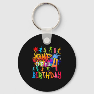 Lets Jump Its My 4th Birthday Trampoline Bday Matc Keychain