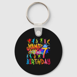 Lets Jump Its My 7th Birthday Trampoline Bday Matc Keychain