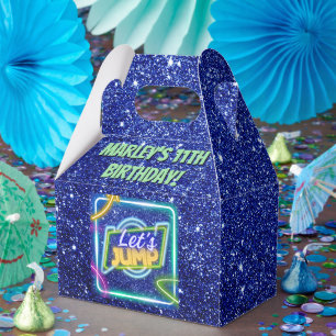 Let's Jump Party Bounce Neon Trampoline Park  Favor Box