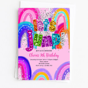 Let's Jump Trampoline Jumping Birthday Invitation