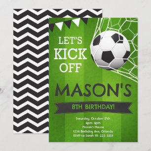 Let's Kick Off Soccer Birthday Invitation