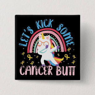 Let's Kick Some Cancer Butt Childhood Cancer 2 Inch Square Button
