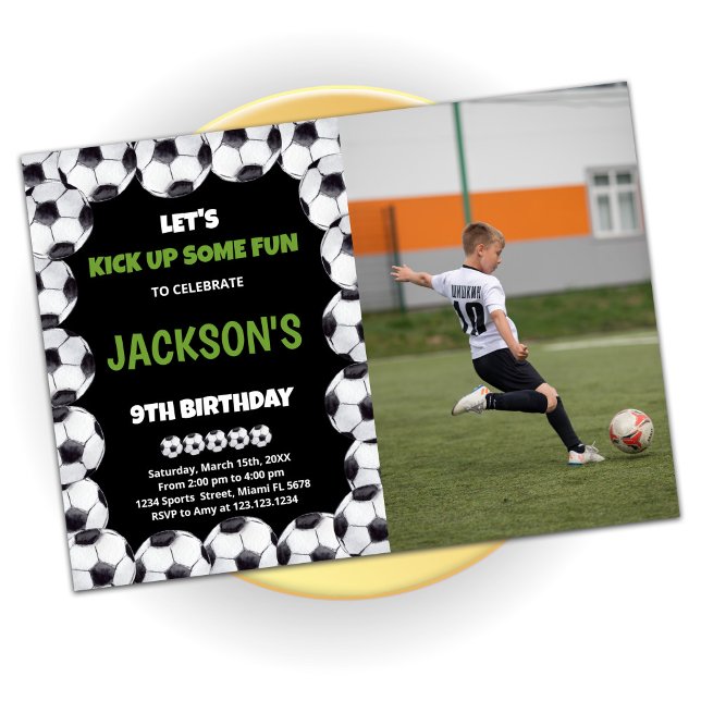 Let's Kick up Soccer Birthday Invitations W Photo (Creator Uploaded)