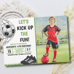 Let's Kick up the fun!, Funny Soccer Birthday Invitation