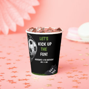 Let's Kick up the fun!, Funny Soccer Birthday Paper Cups