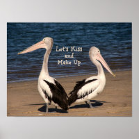"Let's Kiss and Make Up" Pelicans on the Beach