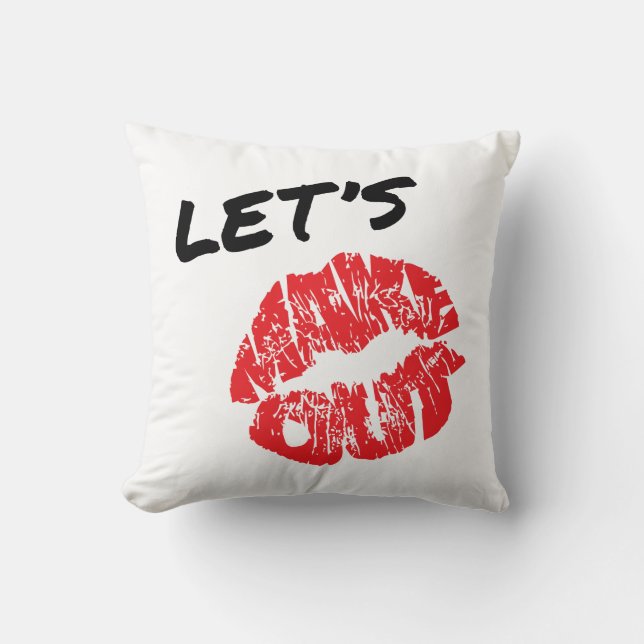 Let's Kiss / Let's Make Out Throw Pillow (Front)