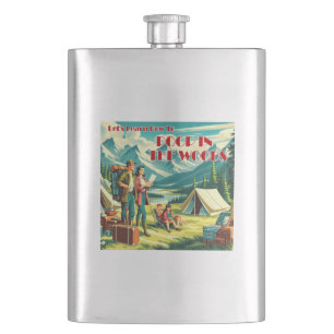 Let's Learn How To Poop In The Woods Camping Hip Flask