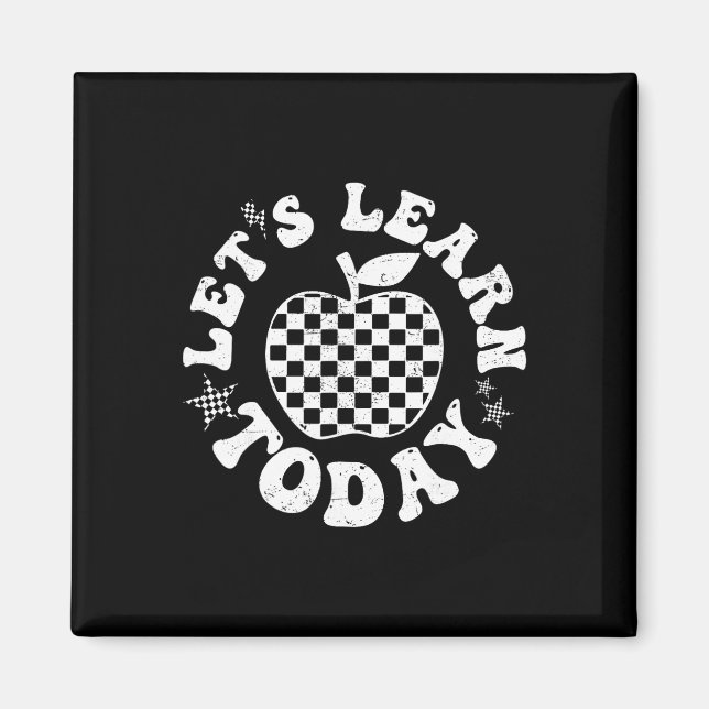 Let's Learn Today Checkered Apple Ck To School Tea Magnet (Front)