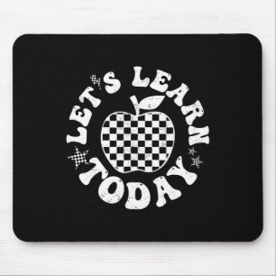 Let's Learn Today Checkered Apple Ck To School Tea Mouse Pad