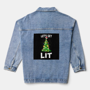 let's light up christmas christmas tree  denim jacket