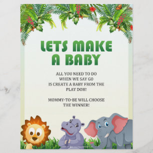 Lets Make A Baby Baby Shower Game [Animal Theme] Letterhead