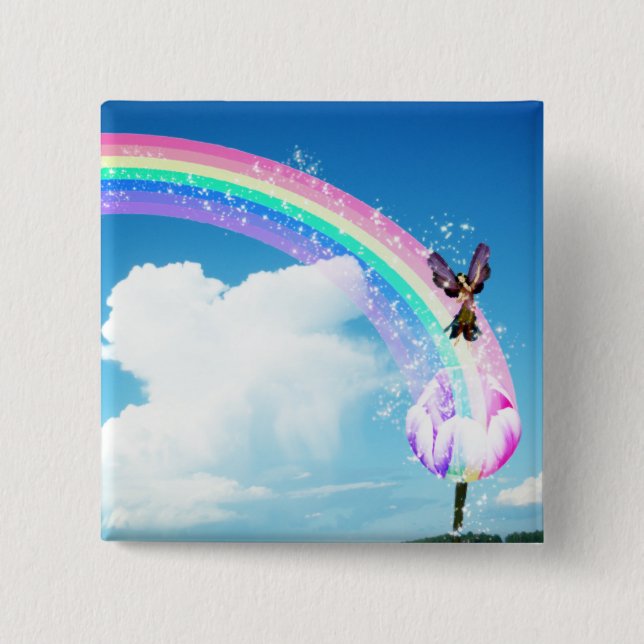 Let's Make a Rainbow 2 Inch Square Button (Front)