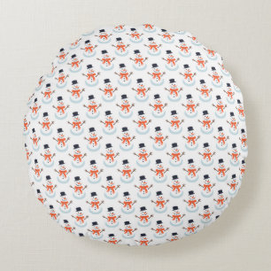 Let's make a snowman! round pillow
