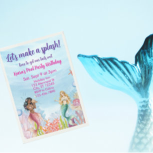 Lets Make a Splash, Mermaid Birthday Invitation