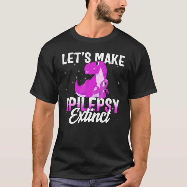 Lets Make Epilepsy Extinct Warrior Awareness Purpl T-Shirt (Front)